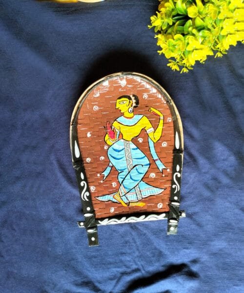 Radha Art - Decorative Bamboo Kula - Jamini Roy | Home Decor | Handpainted | Wall Hanging Handicraft | 8 inch