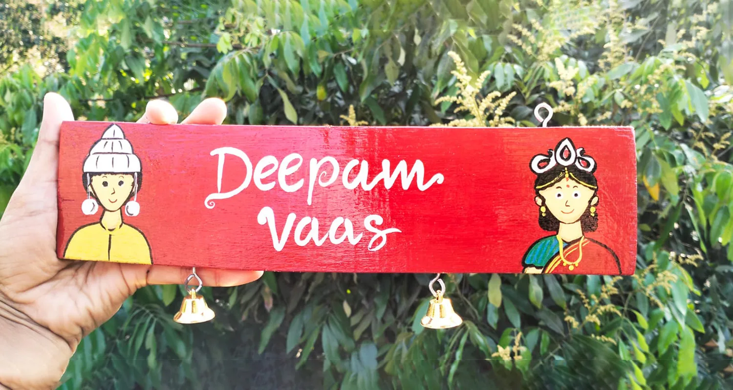 Hand-Painted Wooden Name Plate for Front Door