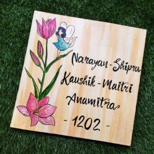 Traditional Hand-Painted Wooden Name Plate for Homes