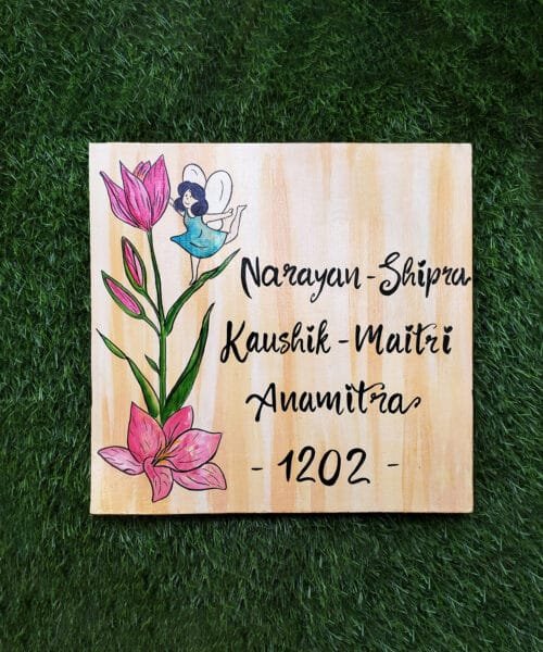 Traditional Hand-Painted Wooden Name Plate for Homes