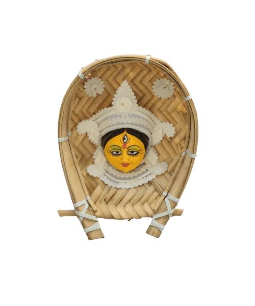 Gift of Blessings | Bamboo Kula with Maa Durga's Face | Krishnanagar Clay Craft | GI Tag Artwork, Clay Art and Crafts, Clay Artwork, Clay Crafts, Clay Decor, Decorative Items, Drawing Room, Eco-Friendly, Ghurni Clay Dolls, GI Tagg Products, Handcrafted, Handicrafts, Handmade, Handpainted, Home Decor, Home Interior Decoration, Idols, Krishnanagar Clay Dolls, Living Room, Maa Durga, Showpieces