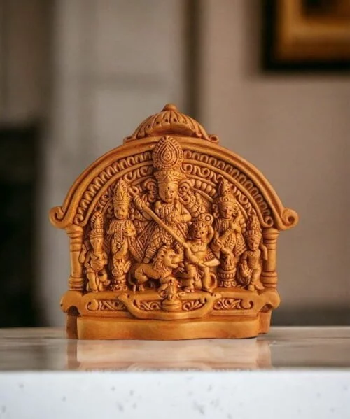 Cultural Harmony | Ek Chala Durga Idol | Wall Hanging | Krishnanagar Clay Craft | GI Tag Artwork, Clay Art and Crafts, Clay Artwork, Clay Crafts, Clay Decor, Decorative Items, Drawing Room, Eco-Friendly, Ek Chala, Ghurni Clay Dolls, GI Tagg Products, Handcrafted, Handicrafts, Handmade, Handpainted, Home Decor, Home Interior Decoration, Idols, Krishnanagar Clay Dolls, Living Room, Maa Durga, Showpieces