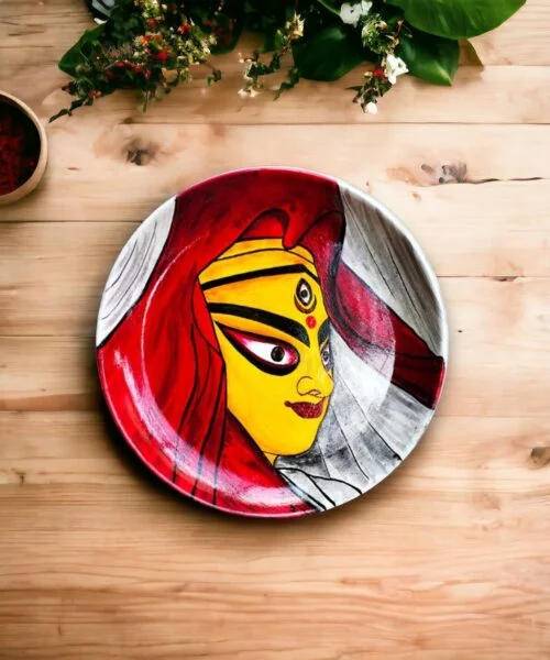 Maa Durga Decor Plate | Sharodutsav | Home Decor | Wall Hanging | 12 inch Art Culture Decor Plates, Artwork, Bengali Art Culture Decor Plates, Decor Plates, Decorative Items, Decorative Plates, Decorative Wall Art, Drawing Room, Eco-Friendly, Handcrafted, Handicrafts, Handmade, Handpainted, Home Decor, Home Interior Decoration, Living Room, Maa Durga, Maa Durga Decor Plates, Melamine Decor Plates, Paintings, Religious Decor Plates, Wall Art, Wall Decor, Wall Hanging, Wall Plates