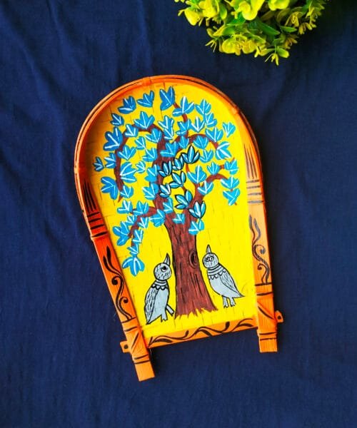 Gond Art Decorative Bamboo Kula - Tree Art | Home Decor | Handpainted | Wall Hanging Handicraft | 8 inch