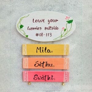 Rustic Hand-Painted Wooden Name Plate for Home Decor