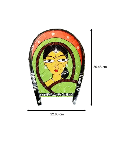 Captivating Lady Art | Jamini Roy | Decorative Bamboo Kula | Red & Sky Blue | Home Decor | Handpainted | Wall Hanging Handicraft | 12 inch Artwork, Bamboo Art, Bamboo Handicrafts, Bamboo Kula, Bengali Art Culture Bamboo Kula, Decorative Items, Decorative Wall Art, Drawing Room, Eco-Friendly, Handcrafted, Handicrafts, Handmade, Handpainted, Home Decor, Home Interior Decoration, Jamini Roy, Jamini Roy Bamboo Kula, Living Room, Paintings, Wall Art, Wall Decor, Wall Hanging