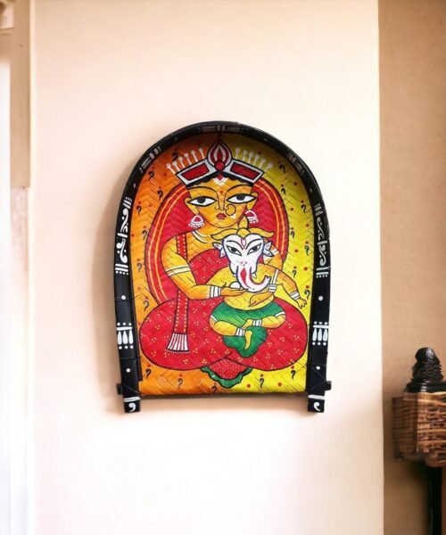 Divine Devi Durga - Ganesh | Jamini Roy | Decorative Bamboo Kula | Home Decor | Handpainted | Wall Hanging Handicraft | 20 inch Artwork, Bamboo Art, Bamboo Handicrafts, Bamboo Kula, Bengali Art Culture Bamboo Kula, Decorative Items, Decorative Wall Art, Drawing Room, Eco-Friendly, Handcrafted, Handicrafts, Handmade, Handpainted, Home Decor, Home Interior Decoration, Jamini Roy, Jamini Roy Bamboo Kula, Living Room, Lord Ganesh, Maa Durga, Maa Durga Bamboo Kula, Paintings, Religious Series Bamboo Kula, Wall Art, Wall Decor, Wall Hanging