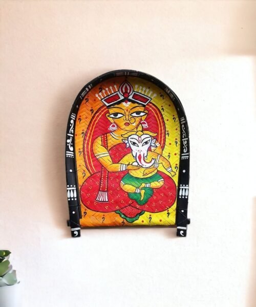 Divine Devi Durga - Ganesh | Jamini Roy | Decorative Bamboo Kula | Home Decor | Handpainted | Wall Hanging Handicraft | 20 inch Artwork, Bamboo Art, Bamboo Handicrafts, Bamboo Kula, Bengali Art Culture Bamboo Kula, Decorative Items, Decorative Wall Art, Drawing Room, Eco-Friendly, Handcrafted, Handicrafts, Handmade, Handpainted, Home Decor, Home Interior Decoration, Jamini Roy, Jamini Roy Bamboo Kula, Living Room, Lord Ganesh, Maa Durga, Maa Durga Bamboo Kula, Paintings, Religious Series Bamboo Kula, Wall Art, Wall Decor, Wall Hanging