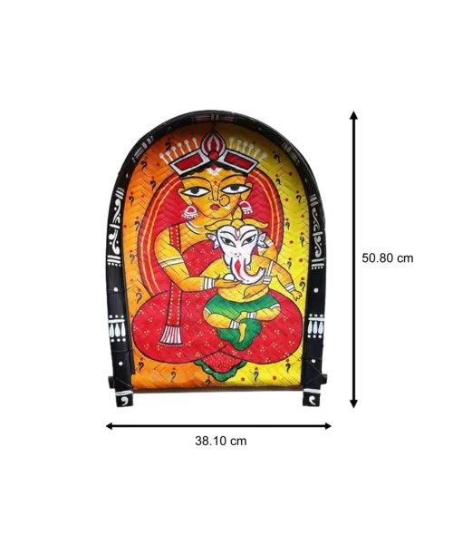 Divine Devi Durga - Ganesh | Jamini Roy | Decorative Bamboo Kula | Home Decor | Handpainted | Wall Hanging Handicraft | 20 inch Artwork, Bamboo Art, Bamboo Handicrafts, Bamboo Kula, Bengali Art Culture Bamboo Kula, Decorative Items, Decorative Wall Art, Drawing Room, Eco-Friendly, Handcrafted, Handicrafts, Handmade, Handpainted, Home Decor, Home Interior Decoration, Jamini Roy, Jamini Roy Bamboo Kula, Living Room, Lord Ganesh, Maa Durga, Maa Durga Bamboo Kula, Paintings, Religious Series Bamboo Kula, Wall Art, Wall Decor, Wall Hanging