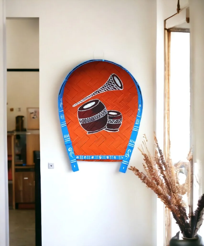 Exclusive Indian Instrument Art | Decorative Bamboo Kula | Home Decor | Handpainted | Wall Hanging Handicraft | 12 inch