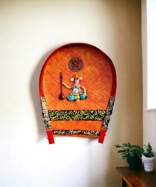 Captivating Ganesh Art | Decorative Bamboo Kula | Home Decor | Handpainted | Wall Hanging Handicraft | 12 inch Artwork, Bamboo Art, Bamboo Handicrafts, Bamboo Kula, Bengali Art Culture Bamboo Kula, Decorative Items, Decorative Wall Art, Drawing Room, Eco-Friendly, Handcrafted, Handicrafts, Handmade, Handpainted, Home Decor, Home Interior Decoration, Jamini Roy, Jamini Roy Bamboo Kula, Living Room, Lord Ganesh, Paintings, Religious Series Bamboo Kula, Wall Art, Wall Decor, Wall Hanging