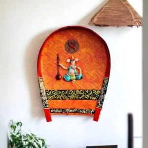 Captivating Ganesh Art | Decorative Bamboo Kula | Home Decor | Handpainted | Wall Hanging Handicraft | 12 inch Artwork, Bamboo Art, Bamboo Handicrafts, Bamboo Kula, Bengali Art Culture Bamboo Kula, Decorative Items, Decorative Wall Art, Drawing Room, Eco-Friendly, Handcrafted, Handicrafts, Handmade, Handpainted, Home Decor, Home Interior Decoration, Jamini Roy, Jamini Roy Bamboo Kula, Living Room, Lord Ganesh, Paintings, Religious Series Bamboo Kula, Wall Art, Wall Decor, Wall Hanging