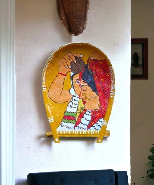 Exclusive Bor Bou - Sidur Dan | Special Edidition | Decorative Bamboo Kula | Home Decor | Handpainted | Wall Hanging Handicraft | 20 inch Artwork, Bamboo Art, Bamboo Handicrafts, Bamboo Kula, Bengali Art Culture Bamboo Kula, Bor Bou Bamboo Kula, Decorative Items, Decorative Wall Art, Drawing Room, Eco-Friendly, Handcrafted, Handicrafts, Handmade, Handpainted, Home Decor, Home Interior Decoration, Living Room, Paintings, Wall Art, Wall Decor, Wall Hanging