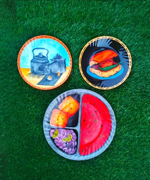 Chai Pe Charcha Decor Plate | Home Decor | Wall Hanging | 10 & 8 inch Artwork, Combo Decor Plates, Decor Plates, Decorative Items, Decorative Plates, Decorative Wall Art, Drawing Room, Eco-Friendly, Handcrafted, Handicrafts, Handmade, Handpainted, Home Decor, Home Interior Decoration, Living Room, Melamine Decor Plates, Paintings, Special Decor Plates, Wall Art, Wall Decor, Wall Hanging, Wall Plates