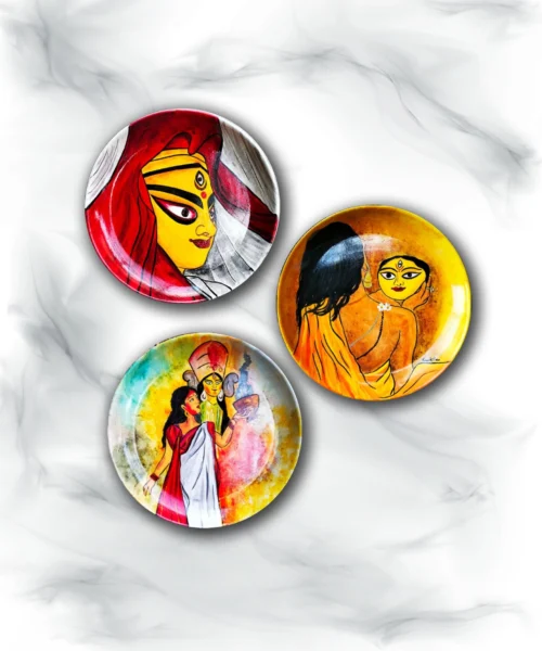 Maa Durga Combo Decor Plate | Home Decor | Wall Hanging | 12 Inch Art Culture Decor Plates, Artwork, Bengali Art Culture Decor Plates, Combo Decor Plates, Decor Plates, Decorative Items, Decorative Plates, Decorative Wall Art, Drawing Room, Eco-Friendly, Handcrafted, Handicrafts, Handmade, Handpainted, Home Decor, Home Interior Decoration, Living Room, Maa Durga, Maa Durga Decor Plates, Melamine Decor Plates, Paintings, Religious Decor Plates, Wall Art, Wall Decor, Wall Hanging, Wall Plates