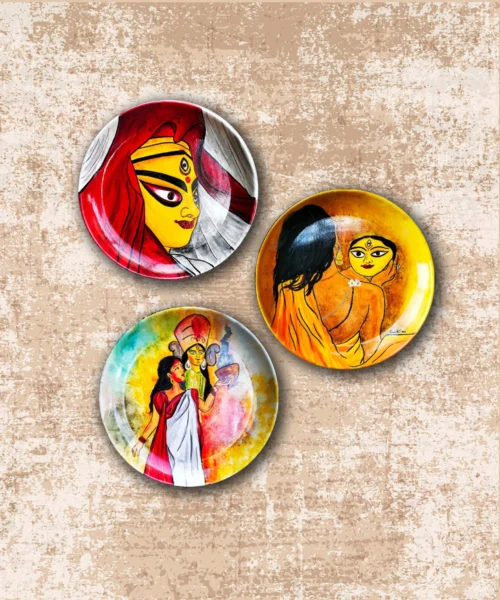 Maa Durga Combo Decor Plate | Home Decor | Wall Hanging | 12 Inch Art Culture Decor Plates, Artwork, Bengali Art Culture Decor Plates, Combo Decor Plates, Decor Plates, Decorative Items, Decorative Plates, Decorative Wall Art, Drawing Room, Eco-Friendly, Handcrafted, Handicrafts, Handmade, Handpainted, Home Decor, Home Interior Decoration, Living Room, Maa Durga, Maa Durga Decor Plates, Melamine Decor Plates, Paintings, Religious Decor Plates, Wall Art, Wall Decor, Wall Hanging, Wall Plates