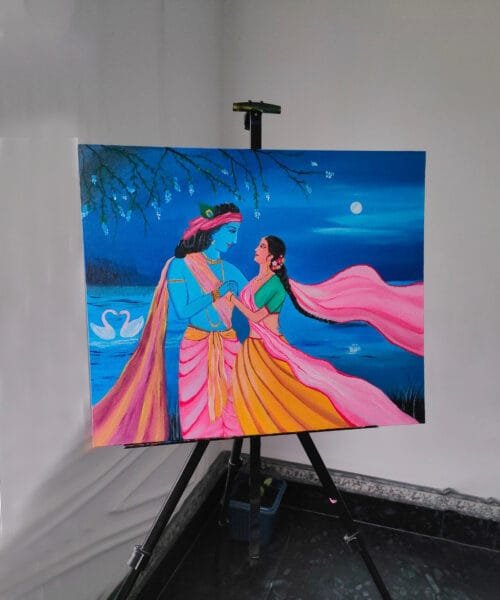 Radha Krishna Divine Love Painting | #WaterColourArt | 10 x 12 inch, 12 x 16 inch, 16 x 20 inch, 20 x 24 inch